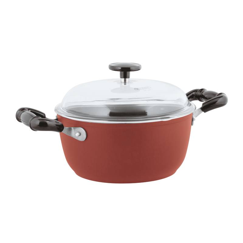 CASSERUOLA ALTA CM 20 CON COPERCHIO ROSSA 1965 VINTAGE